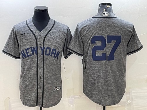 Men's New York Yankees #27 Giancarlo Stanton Gray Cool Base Stitched Jersey